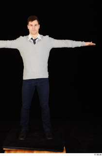  Tomas Salek black shoes blue trousers business clothing dressed grey sweater standing t-pose tie white t shirt whole body 0001.jpg